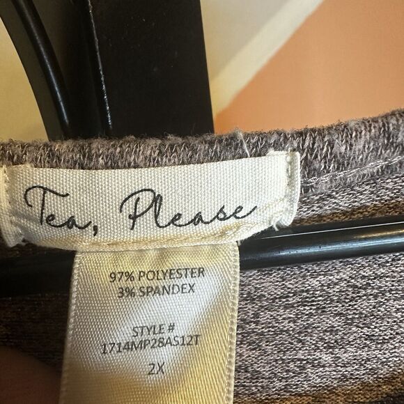 Womens Plus‎ Size 2x Top Be Strong And Courageous Brand Tea Please Tie - Picture 5 of 6